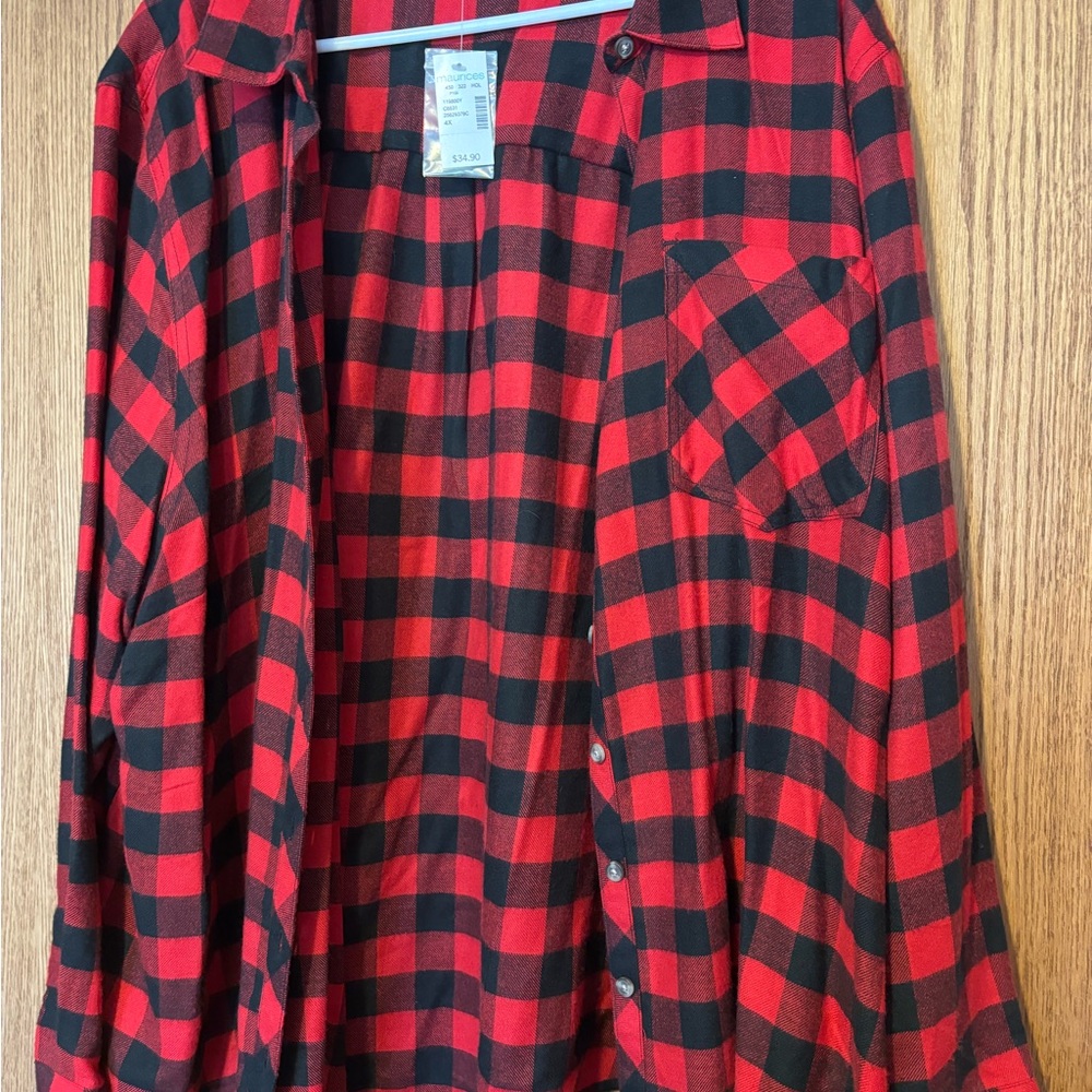 Maurices Red and Black Checkered Shirt